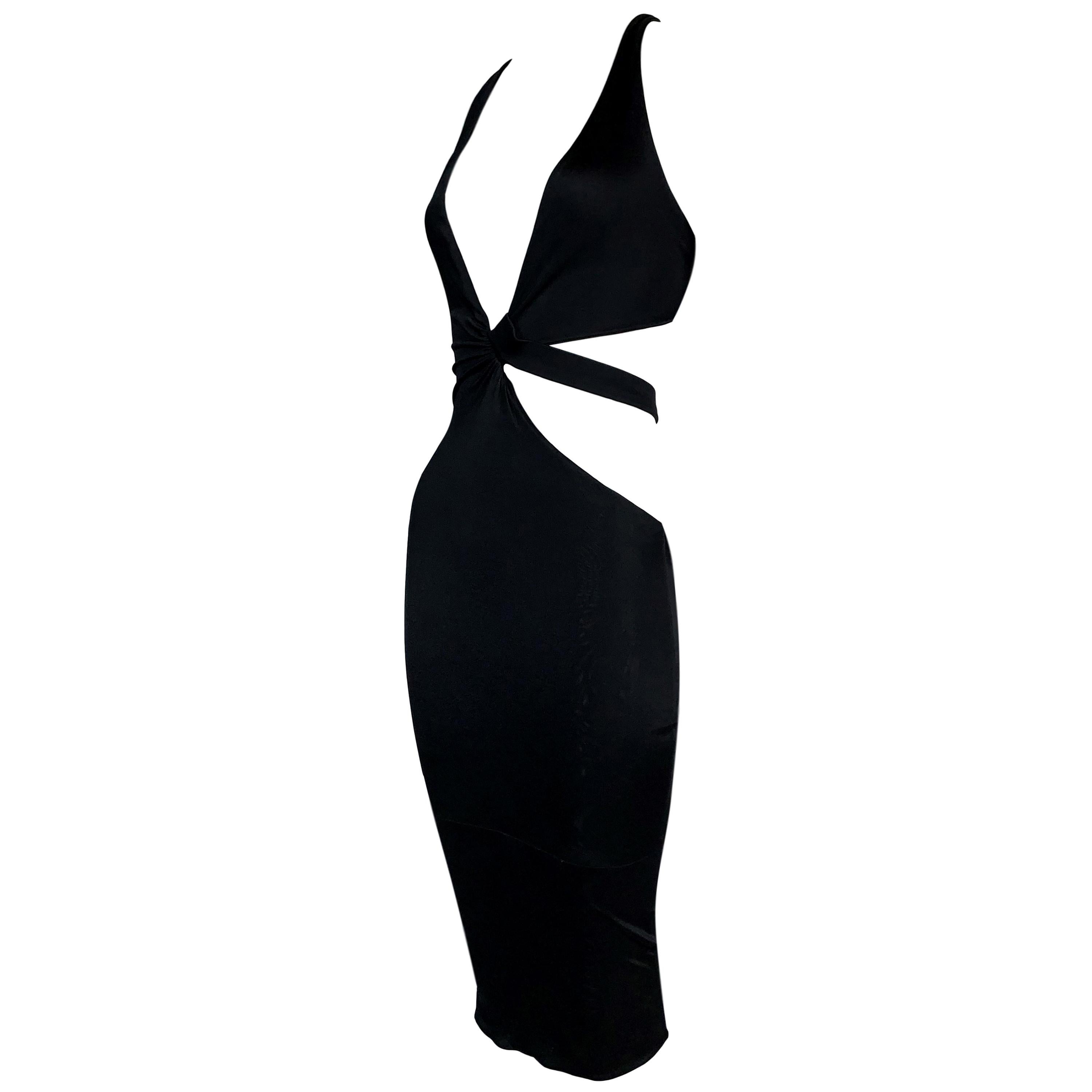 S/S 2005 Gucci Black Wrap Cut-Out Ultra Low Wiggle Dress at 1stDibs